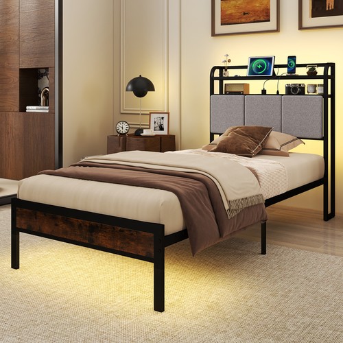 Single size platform bed with - platform,