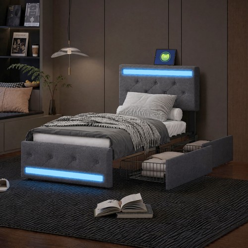 Single ottoman upholstered bed - single,
