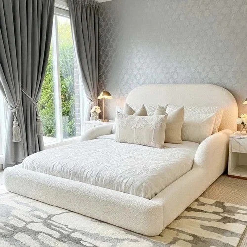Bouclé upholstered bed - upholstered,