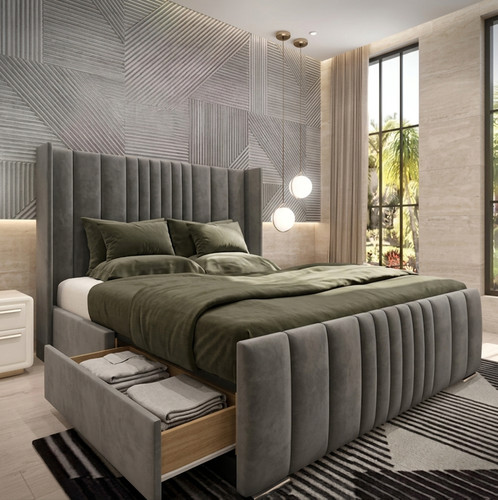 Winged panels divan bed set - winged,