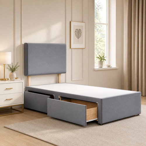 Single divan bed with plush - with,
