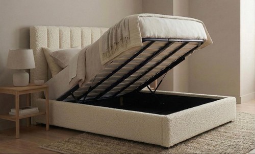 Cream boucle ottoman gas - cream,